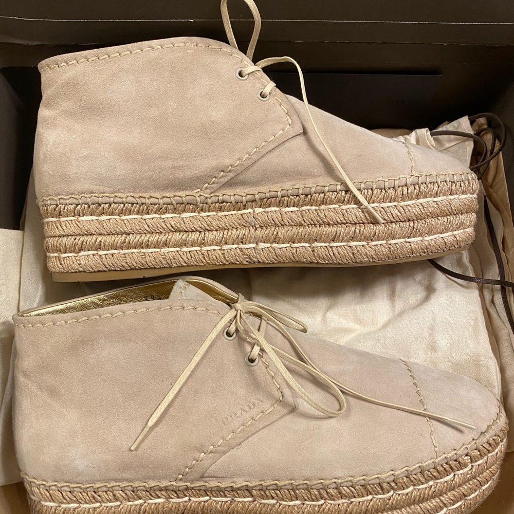 PRADA Suede Espadrille Chukka Boots Size 39.5 - Picture 11 of 14
